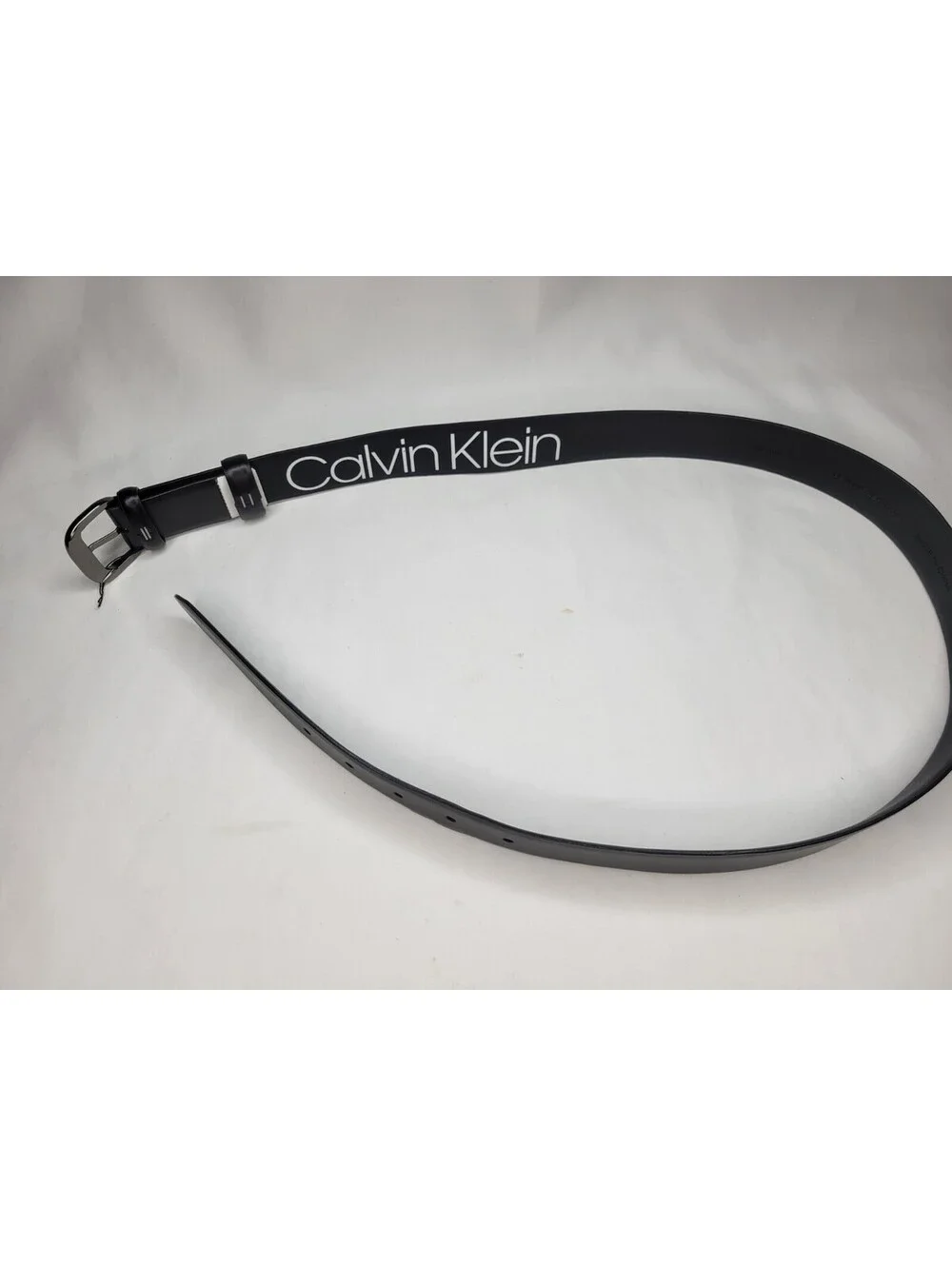 Calvin Klein Womens Black Leather Pant Belt Double Loop Sz Small **SEE DETAILS**